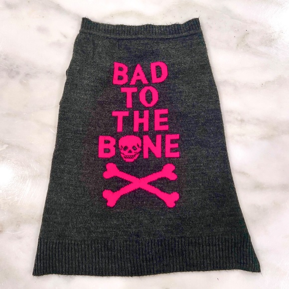360Cashmere Bad to the Bone Dog Sweater - Pink & Charcoal, Medium - Picture 2 of 11
